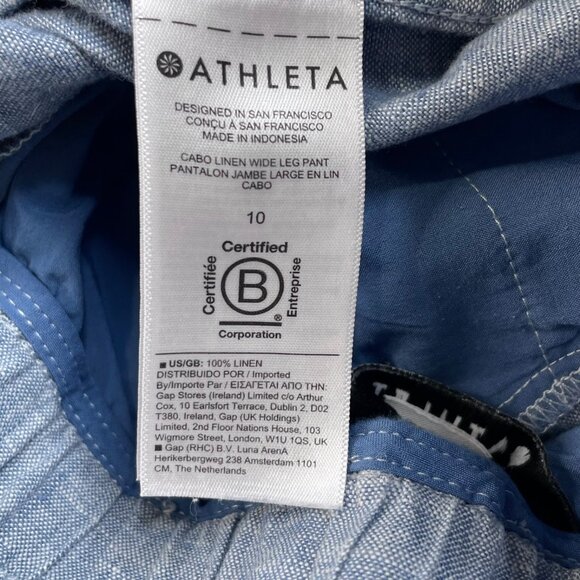 Athleta Cabo Linen Wide Leg Pants Chambrey Blue - Picture 6 of 11
